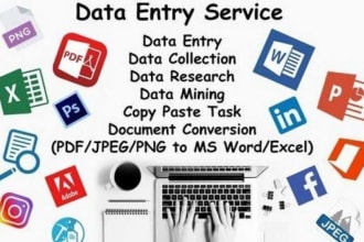 typing job, data entry work, PDF to word or excel
