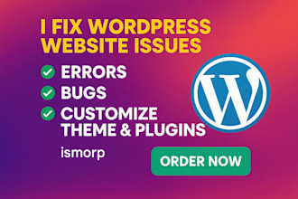 fix complex wordpress issues, errors, bugs, customize theme, woocommerce plugins