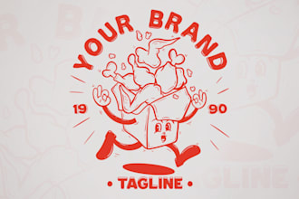 hand drawn vintage characters design in rubber hose style