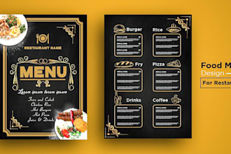 design restaurant food menus, flyers, posters and brochures