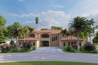 design 3d architectural exterior, house, 3d rendering, animation