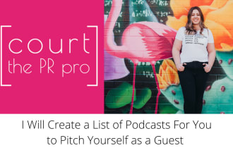 create a list of podcasts for you to be a guest on
