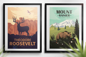 create a national park poster landscape illustration