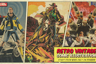 draw a retro vintage comic illustration