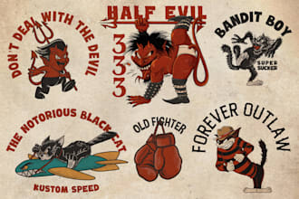create vintage mascot, cartoon, and logo design