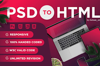 convert psd, figma, xd to responsive website design html css