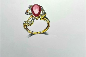 do hand sketch jewelry design and technical drawings for you