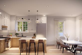do 3d interior design rendering and architectural 3d model