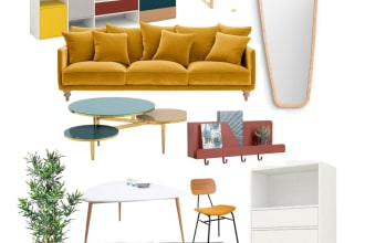 give professional interior decore design with shopping list
