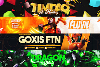 design a youtube banner, gaming banner, twitch banner