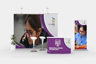 design premium trade show backdrop and roll up, retractable banner
