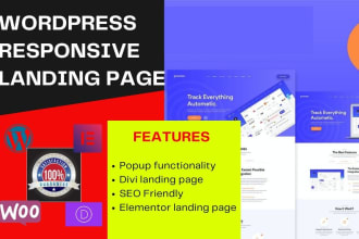 create wordpress landing page or elementor landing page