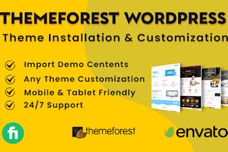do themeforest wordpress theme installation, customization and import demo