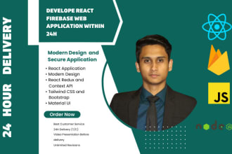 develop react js and firebase web app within express 24h