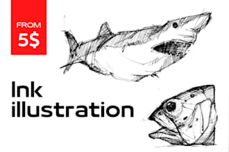 draw pen and ink illustration or sketch pen for you in 24h