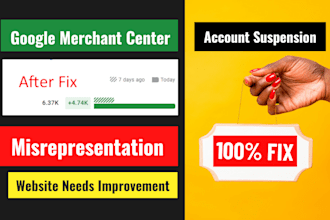 solve and fix google merchant center suspension issue