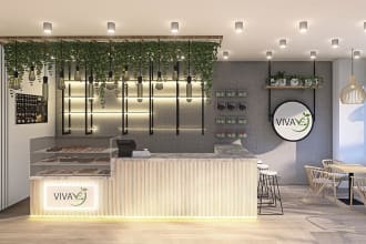 design office, meeting room, cafe or restaurant, interior