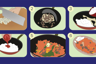 draw instruction to use a product or  guide for cooking instant food