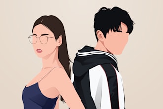 draw faceless digital portrait illustration