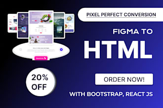 convert PSD to html figma to html xd to html css bootstrap responsive website