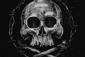 draw a detailed skull, skeleton, dark, death, heavy and horror illustrations