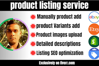 do shopify product upload, etsy product listing, ebay product listing