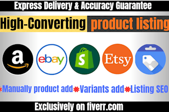 do shopify product upload, etsy product listing, ebay product listing