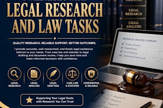 be legal assistant in law tasks with quality legal research