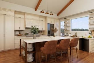 design modern kitchen interior with realistic 3d rendering