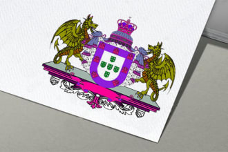 make a excellent dragon coat of arms family crest logo