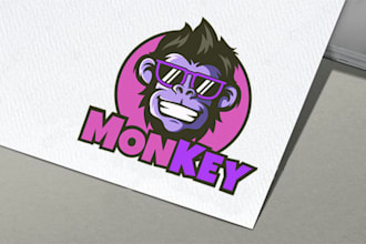 make a luxurious mascot cartoon monkey gorilla logo design