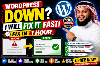 fix wordpress bugs, php errors or broken site fast