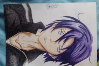 draw your favorite anime character in colored pencil