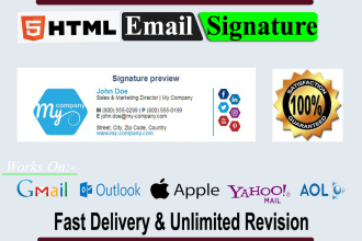 design professional clickable HTML email signature