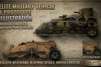 do a realistic military vehicle or aircraft illustration for editorial