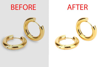 jewelry image retouch, white background cutout and resize