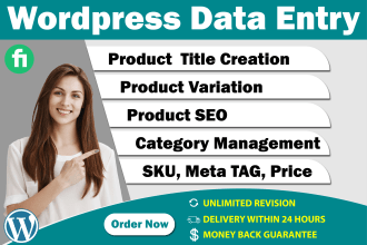do wordpress data entry and woocommerce product listing