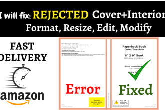 fix error, modify, resize, edit ebook or book cover, amazon KDP manuscript