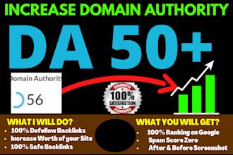 increase moz domain authority da 50 with high quality links