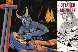 draw detailed dark art, horror, skull illustration
