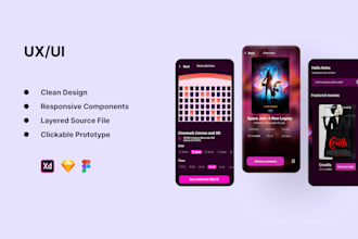do mobile app UI UX design and website UI UX design in figma and xd