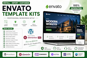 install import and customize envato templates kits