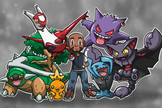 draw you as a pokemon trainer with your team