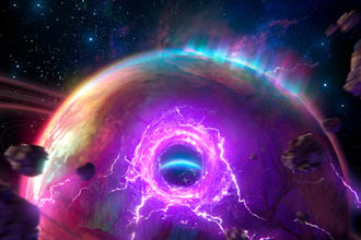 create high quality space art and futuristic space scenes