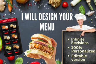 design your food menu or digital menu board