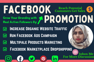 do organic facebook marketing or promotion, fb ads campaign in USA UK