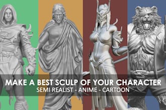 sculp 3d model character, figure and statue for 3d printing