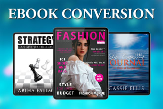 do ebook conversion from PDF, word, indesign into epub, kindle kpf, mobi