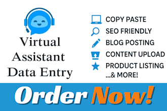 do data entry, blog posting, post formatting, and content uploads