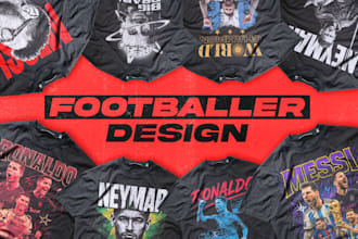 create a football player t shirt design for clothing brand